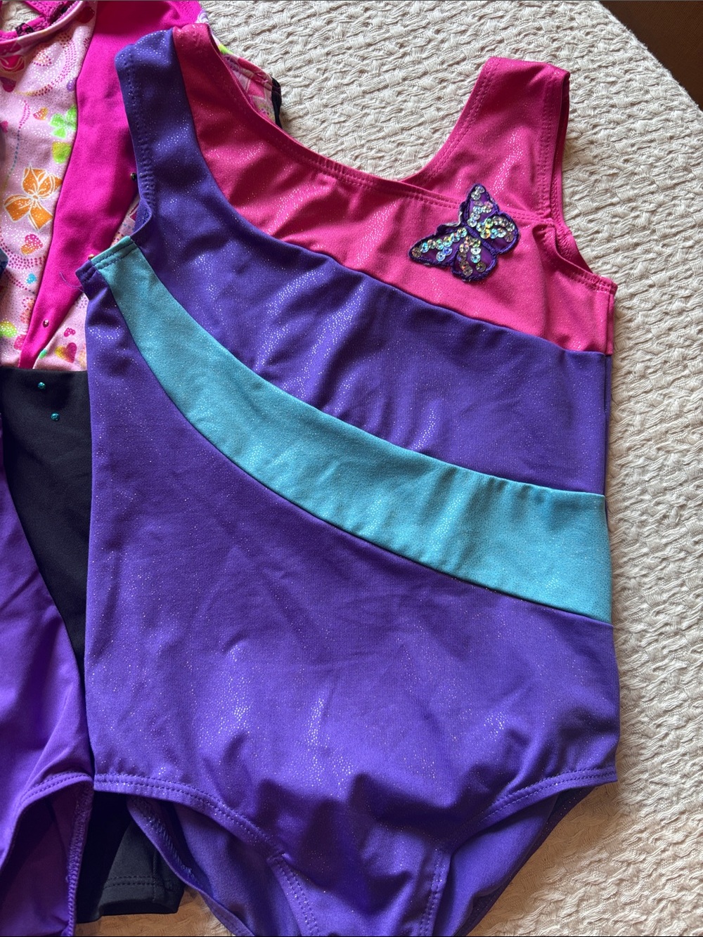 Girls Purple & Pink Gymnastics Leotards - Set of 3 - Picture 2 of 11